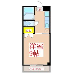 ベルビューコーポ 1Kの間取図画像