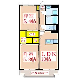 ウェルビュー桜 2LDKの間取図画像