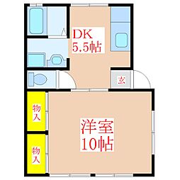 レジデンスくりの 1DKの間取図画像