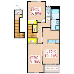リーブル108 2LDKの間取図画像