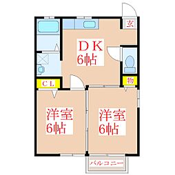 フレグランス広瀬A-1 2DKの間取図画像