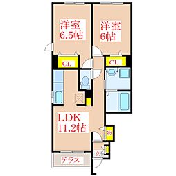 レジデンスサンヒルズ2 2LDKの間取図画像
