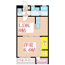 M&Mマンション 1LDKの間取図画像