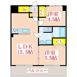 ベイシス隼人 2LDKの間取図画像