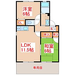 ハイカムールセゾン 2LDKの間取図画像