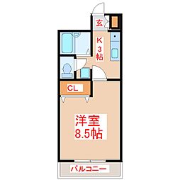 シーサイド平川 1Kの間取図画像