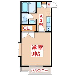 ルーミナスE棟 1Kの間取図画像