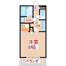 グリーンステージ葉月館 1Kの間取図画像