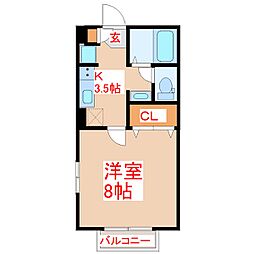 モナリエプライズA棟 1Kの間取図画像
