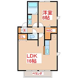 グラシュー 1LDKの間取図画像