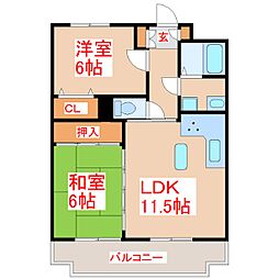 スリーリング 2LDKの間取図画像