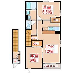 プラシード1 2LDKの間取図画像