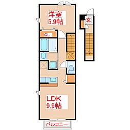 グレイスフルB 1LDKの間取図画像