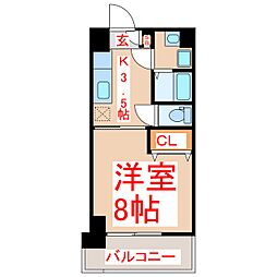 ロイヤルセンチュリー谷山中央 1Kの間取図画像