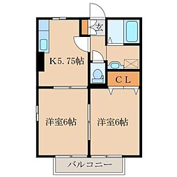 モナリエ西原 2Kの間取図画像