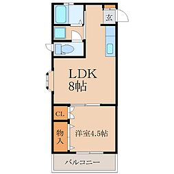 Fビル 1LDKの間取図画像
