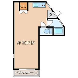 カーサビアンゴ ワンルームの間取図画像