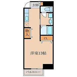 ウエストガーデンヒルA ワンルームの間取図画像