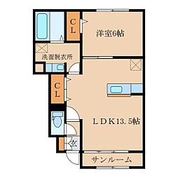 LeBonheur2 1LDKの間取図画像