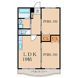 大丸マンション 2LDKの間取図画像