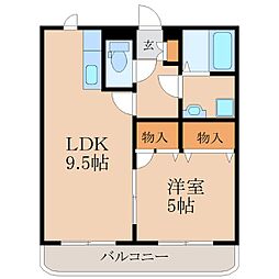 パークスクエア郷原 1LDKの間取図画像