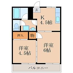 スカイマンション 2Kの間取図画像