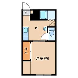 カレッジメント古里 1Kの間取図画像