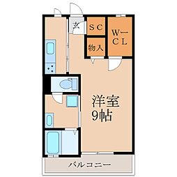 Win-Win大浦 1Kの間取図画像