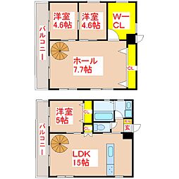 フェリス荒田 2階3LDKの間取り