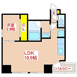 プランタン鴨池 8階1LDKの間取り