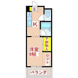 たーちハウス 1Kの間取図画像