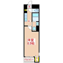 ＧＲＡＮＶＥＲＤＥ　ＳＨＩＭＯＡＲＡＴＡII 2階1Kの間取り