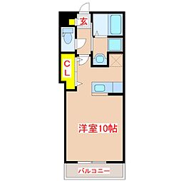 ラピス下荒田 5階ワンルームの間取り