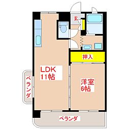 エルレープft 1LDKの間取図画像