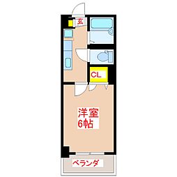 グリンベルみづほ 1Kの間取図画像