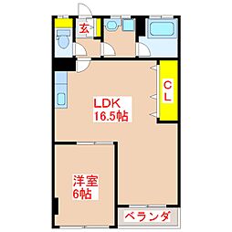 ロワイヤルヒルズ一番館 1LDKの間取図画像