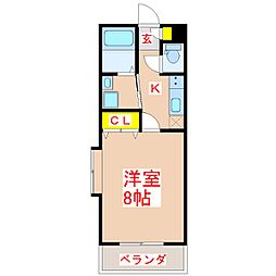 Charme 1Kの間取図画像