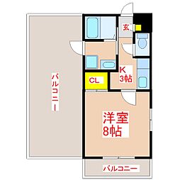 N-南郡元 1Kの間取図画像