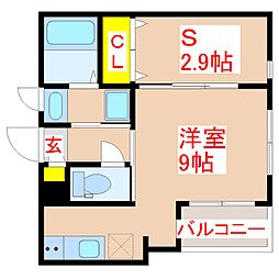 リーベンパレス下荒田2 ワンルームの間取図画像