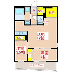 WAVEON 2LDKの間取図画像