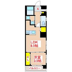 エルシオン騎射場 1LDKの間取図画像