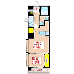 エルシオン騎射場 1LDKの間取図画像