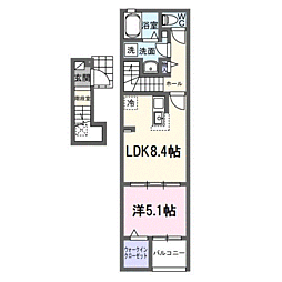 フローラル　Ａ 2階1LDKの間取り