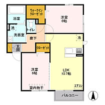 ジェルソミナ　Ｗ 201 ｜ 長野県松本市井川城３丁目（賃貸アパート2LDK・2階・55.44㎡） その2