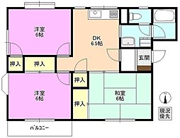 サンシャイン深沢 1階3DKの間取り