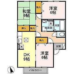 グラース関 1階3DKの間取り