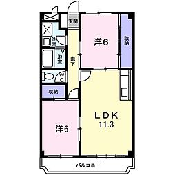 コージコート 3階2LDKの間取り