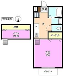 コーポこうのII 1階ワンルームの間取り