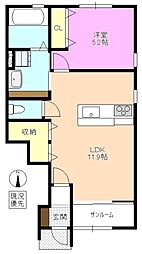 クアトロ常盤 1階1LDKの間取り