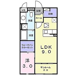 メゾンリバーサイドＡ 1階1DKの間取り